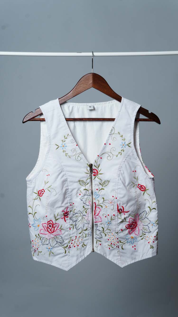 Upcycled Tablecloth Vest Size S